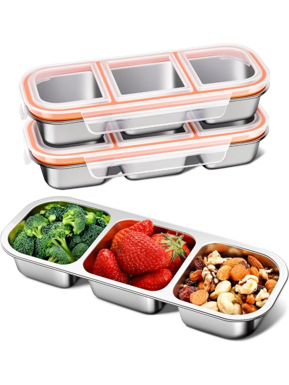 3-Pack Stainless Steel Lunch & Snack Containers - 20 oz, Eco-Friendly & Durable